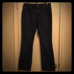 LOFT Mid rise dark denim jeans.